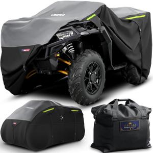 600D ATV Cover Waterproof Heavy Duty Trailerable 4 Wheeler Cover Quad Cover ATV Covers All Season Weather Proof Outdoor UV Protection for Polaris Kawasaki Yamaha Suzuki Can-Am Black/Gray-S