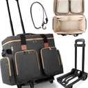 Rolling Teacher Tote Bag with Detachable Trolley, Wheeled Teacher Bag with Padded Laptop Compartment for up to 15.6 Inch, Multifunctional Rolling Briefcase for Teaching& Office (Elegant Gray), Medium