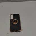 Fingic Compatible with Samsung Galaxy S22 Case with Ring Stand, [360 Rotatable Ring Holder Magnetic Kickstand][Shiny Plating Gold Edge] Slim Soft TPU Shockproof Protective Case for Women Men, Black