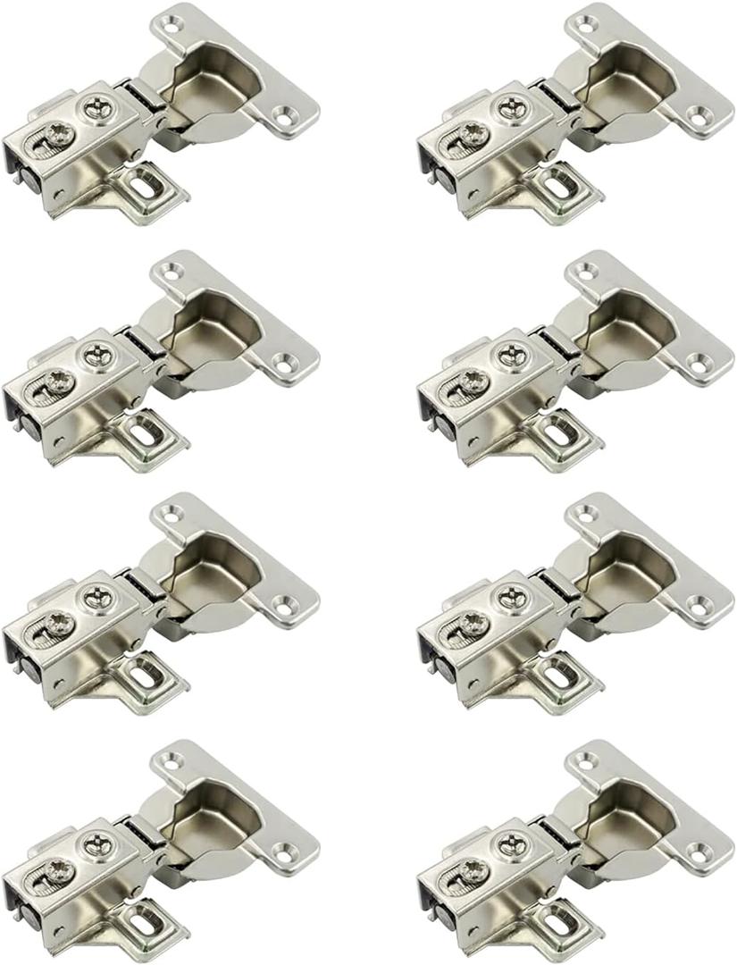 LIKERAINY 95Deg Full Overlay Face Frame Hinge 40mm with Hydraulic Damper for Heavy and Thick Door Compact Soft Closing Short Mini Hinges for Cabinet Cupboard Wardrobe Pack of 8