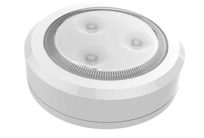 Brilliant Evolution Ultra Thin Wireless LED Touch Lights - Battery Operated Under Cabinet Lighting - Round Puck Lights for Closet, Countertop - Stick On Push Light for Home Decor