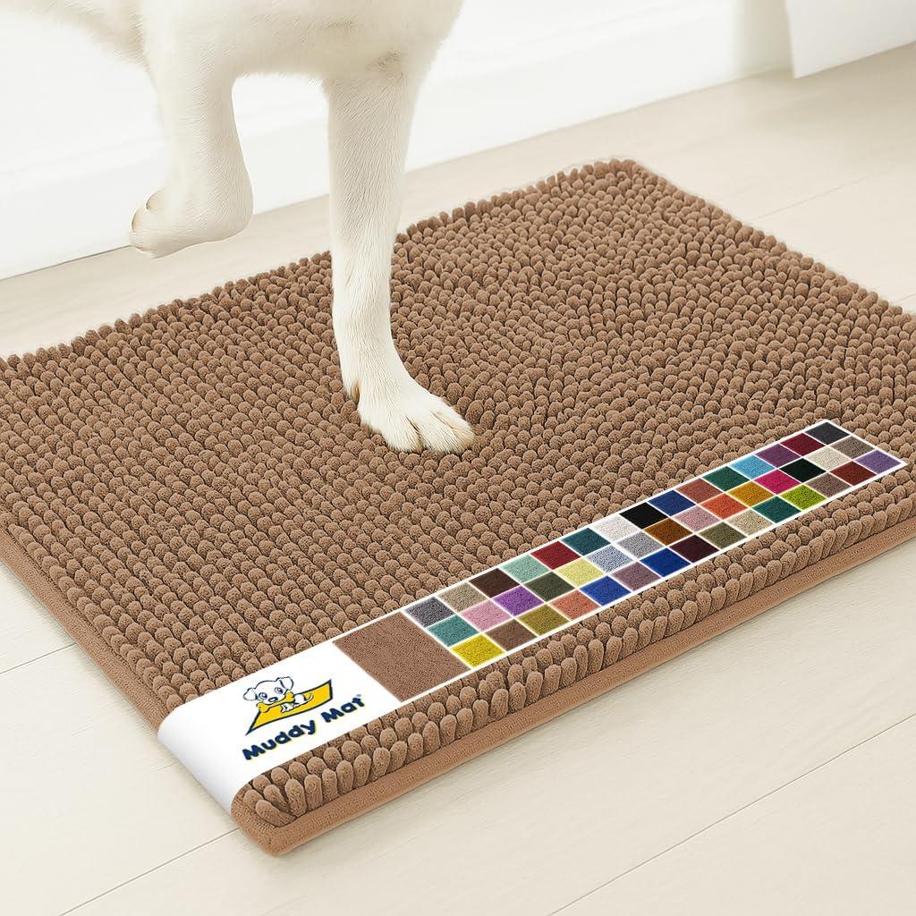 Muddy Mat® | Super Water Absorbent Door Mat Indoor, Microfiber Quick Dry Chenille Entryway Rug, Slip Resistant Front Door Mat, Indoor Mats for Entryway, Machine Washable Pet Rug, Mocha 48" x 72"