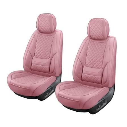 FaiFani Car Front Seat Cover, Faux Leather Seat Covers Pink, Car Front Seat Protectors Waterproof, Anti-Slip Automotive Seat Covers 2 Front Seats Fit for Most Cars SUVs Trucks