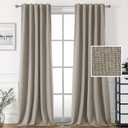 H.VERSAILTEX 100% Blackout Linen Look Curtains for Bedroom Full Light Blocking Drapes with Double Face Linen Back Tab Loop Pocket Burlap Curtains for Living Room 2 Panels, 42 x 84 Inch, Heather Taupe