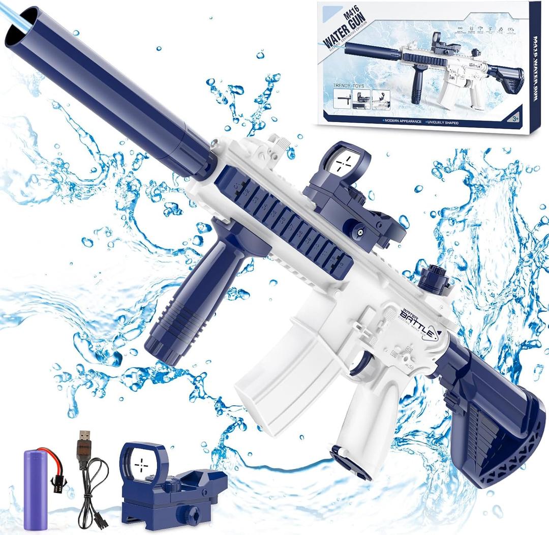 Dolanus Electric Water Gun for Kids Adults - Automatic Squirt Gun with up to 32 Ft Long Range, Summer Outdoor Beach Swimming Pool Party Toys, Gift for Kids Age 8 9 10 11 12 Years Old Boys - Blue
