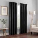 Eclipse Kendall Modern Blackout Thermal Rod Pocket Window Curtain for Bedroom or Living Room (1 Panel), 42 X 84, Black