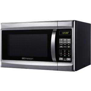 Emerson MW1338SB Countertop Microwave Oven, 6 Pre-Programmed Settings, Removable Glass Turntable, Child Safety Lock, 1.3 Cu ft, 1000W, Stainless Steel