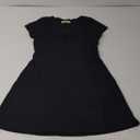 QINSEN Womens Square Neck Tennis Dress Short Sleeve Built in Shorts Golf Athletic Dress with Pockets Black, Size: L