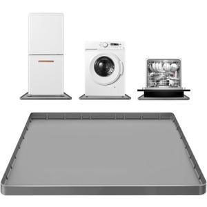 Large Thickened Washing Machine Mat 30" x 28" Silicone Under Washer Dryer Drain Pan Drip Tray Floor Protector Non-Slip Flexible Soft Mat Waterproof