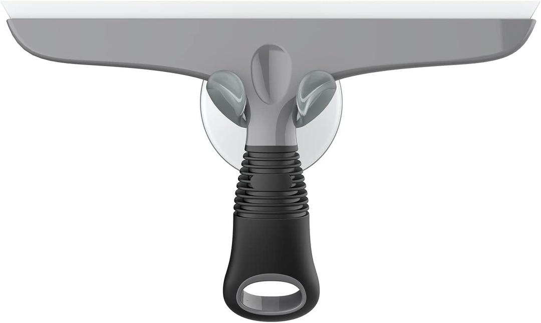 MR.SIGA Multi-Purpose Silicon Squeegee for Window, Glass, Shower Door, Car Windshield, Heavy Duty Window Scrubber, Includes Suction Hook, 10 inch, Gray & Black, 1 Pack (25.4 cm (Pack of 1))