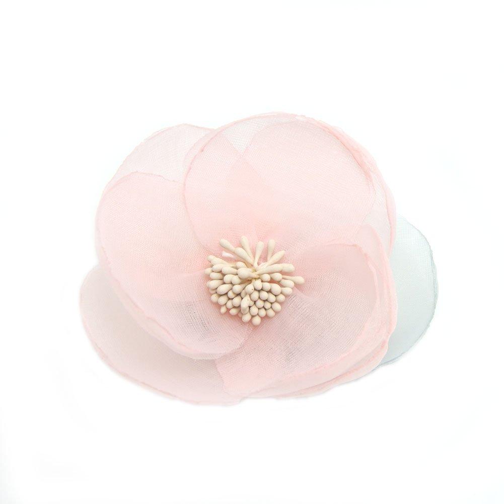 Elegant Silk Cloth Beautiful Flower Hair Claw Clip Hair Pin for Women (A93)(Pink)