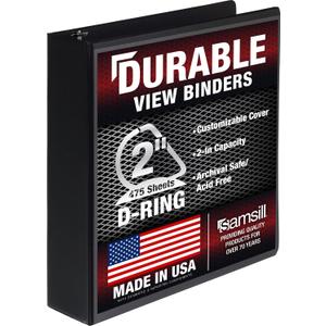 Samsill Durable 2 inch 3 Ring Binder, D Ring Binder, 100% Recycled Chipboard, Black