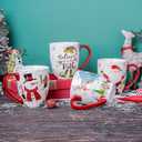 Topadorn Christmas Ceramic Coffee Mug Travel Cup Gift with Lid 18 oz, Porcelain Tea Cup with Handle for Home & Office, Set of 4 Mugs Holiday Gift for Friends and Family