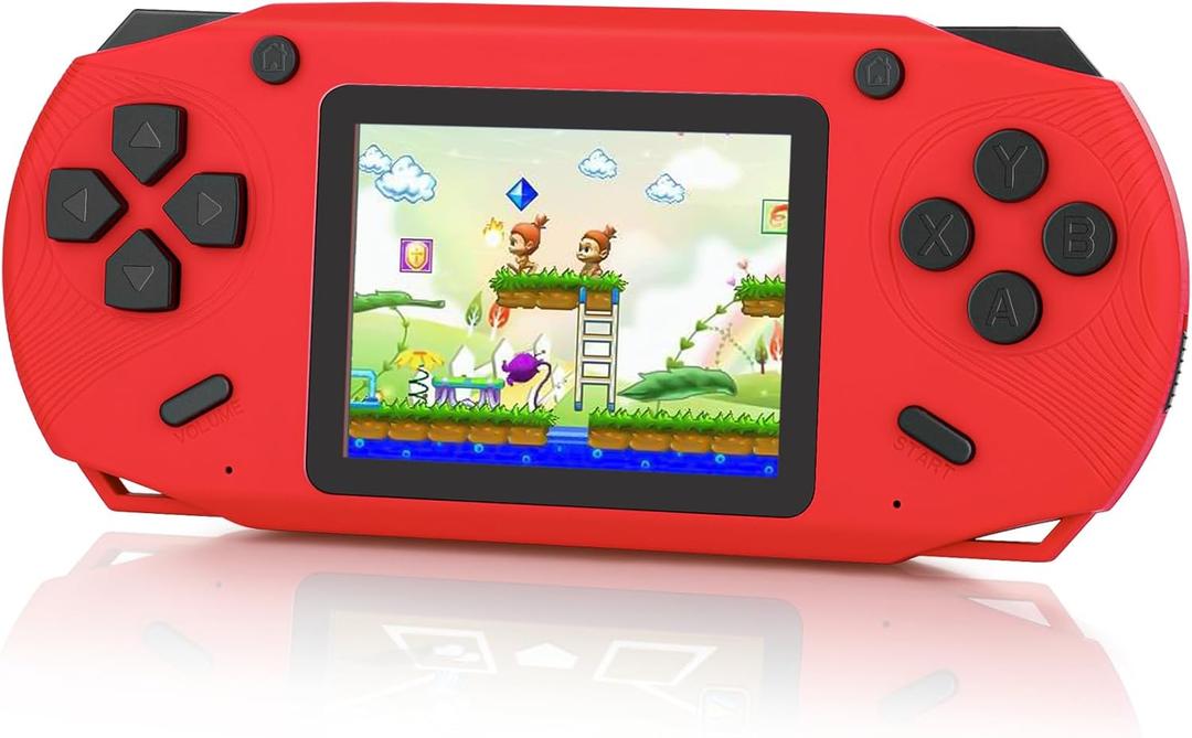 16 Bit Handheld Game for Kids, 3.0'' Large Screen Retro Gaming Player, Preloaded 200 HD Retro Kids Games with 2 Cartridges for Birthday Gift, Video Games for Boys & Girls Aged 4-12(Red)