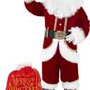 Christmas Mens Santa Costume Set Adult 11 Pcs Deluxe Santa Claus Costume Suit Velvet for Xmas Holiday Party Cosplay (XX-Large)