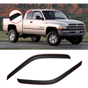 in-Channel Window Visor for 1994-2001 Dodge Ram 1500, 1994-2002 Dodge Ram 2500/3500 Pickup (Excludes Towing Mirror), Rain Guards Shields Vent Deflector Shade Wind Dark Smoke, 2PCS