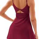 Vertvie Womens Two Pieces Tennis Dress with Separate Shorts Workout Open Back Active Golf Dresses Built-in Removable Bra (X-Small, Red)