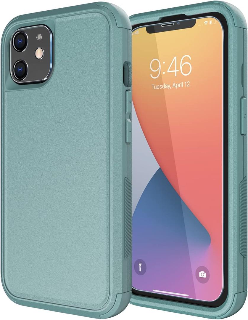 Diverbox for iPhone 11 Case [Shockproof] [Dropproof] [Tempered Glass Screen Protector],Heavy Duty Protection Phone Case Cover for Apple iPhone 11 (Pine Green-3in1)