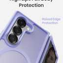 Magnetic Case for Samsung Galaxy Z fold 6 Case, Slim Translucent Matte Phone Cover with Shockproof TPU Frame & Scratch-Resistant PC Back, Strong Magnetic Ring, Lavender Purple