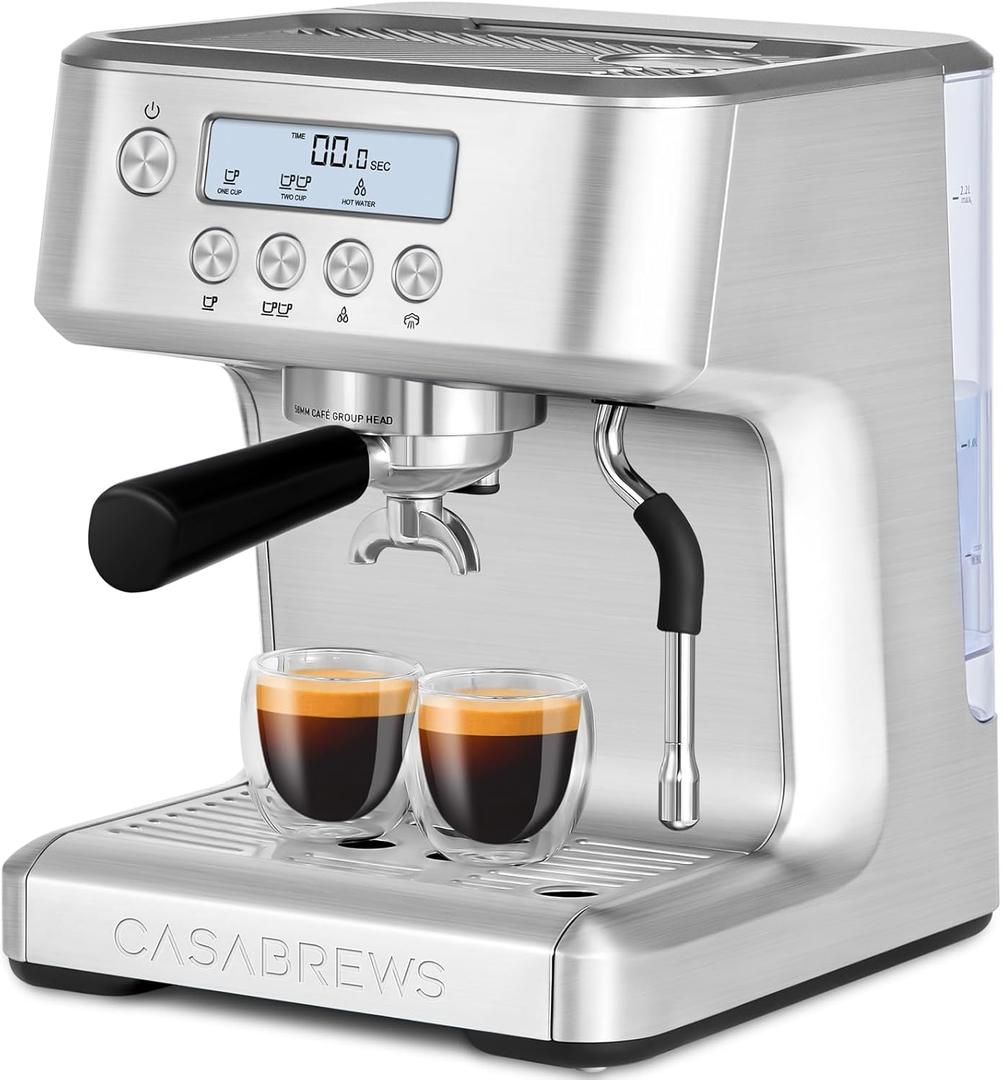 CASABREWS Ultra Espresso Machine with LCD Display, Powerful Milk Frother and Customizable Brewing Temperature, Provides Barista-Level Lattes and Cappuccinos