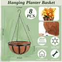 Didaey 8 Pcs Metal Hanging Basket with Coconut Coir Liner Hanging Flower Basket with Chain Indoor Outdoor Plant Flower Pot 10 Inch Round Wire Plant Holder for Garden, Patio, Deck, Porch Garden Decor