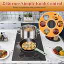 2 Burner Electric Cooktop - 110v Countertop and Built-in Electric Stove 2000W, 12 Inch Ceramic Stove with Residual Heat Indicator, Over-Temperature Protection, Knob Control, 110-120V Plug in
