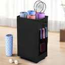 Yoga Mat Storage Racks, Home Gym Storage Rack with Wheels, Yoga Mat Holder Side 2 Mesh Pockets, Yoga Storage Basket Holds 4 Yoga Mats, 2 Foam Rollers, 6 Resistance Bands (Black)