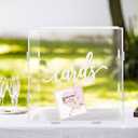 GENMOUS 10.5" Acrylic Wedding Card Box with Lid, Large Gift Card Box for Wedding Reception, DIY Clear Wedding Envelope Money Card Box for Party,Graduation,Baby Shower,Birthday Decorations,Memory Box