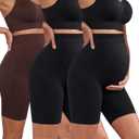 3Pack Women's Maternity Shorts Over The Belly Yoga Biker Pregnancy Workout Running Active Shorts for Women, 2XL