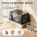 Stainless Steel Litter Box with Lid, High Sided Enclosed Metal Litter Box for Big Cats, Easy Cleaning Anti-Urine Leakage, Non-Sticky Cat Box, Front Entry Top Exit KittyBox, Includes Mat & Scoop