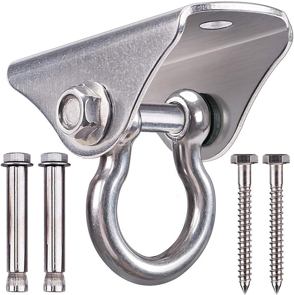 BeneLabel Stainless Steel Heavy Duty Swing Hanger Ceiling Mount 1600 LB Capacity Swing Hardware for Swing Seat, Yoga, Heavy Bag, Porch Swing, Hanging Chair with 2 Screws and 2 Expansion Bolts