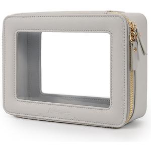 Aveniee Clear Makeup Bag Organizer,Large Travel Toiletry Bag for Women, Waterproof Cosmetic Pouch with Zippers,Car Organizers and Storage Case for Accessories,Grey