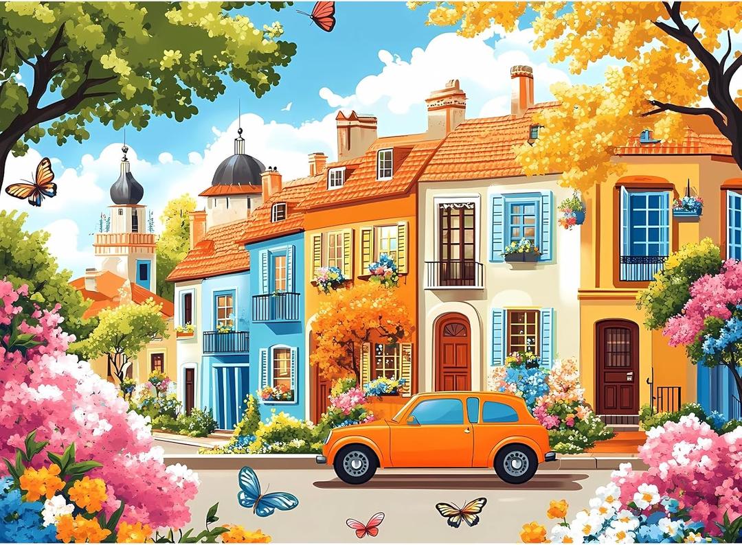 Jigsaw Puzzles 300 Pieces for Kids Adults Seniors, Car Butterfly Puzzles for Adult, Recycled Paper 300 Pieces Puzzle as Home Decor, Sturdy Puzzle Challenging Family Game Great Gift