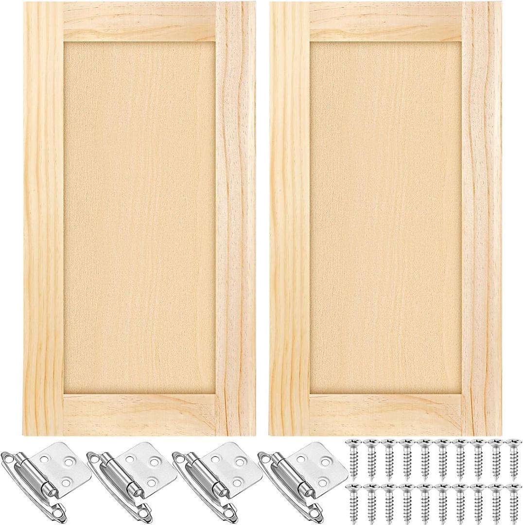 Cinnvoice 2 Pcs 11.5'' W x 22'' H Unfinished Pine Kitchen Cabinet Door