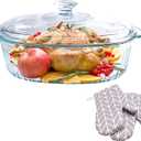 Casserole Dish With Lid - 3qt Glass Baking Dishes For Oven - Clear oval Glass Casserole Dish - Cookware For Cooking, Baking, Serving