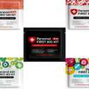 Personal First Aid Kit- 10 PACK | Clean, Treat, Protect Minor Cuts, Scrapes and Burns | Perfect for Home, Office, Car, School, Business, Camping | Individually wrapped First Aid Products (Multi-Color)