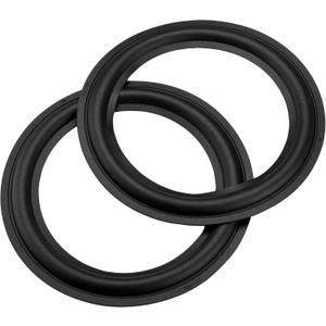Homakover 2pcs Black Color 8 Rubber Speaker Edge Surround Rings Replacement Parts for Speaker Repair or DIY (8")