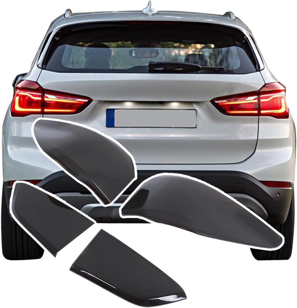 ABS Blackened Rear Tail Light Lens Taillight Kit Fit Compatible with BMW X1 F48 F49 2020-2022 Car Exterior Taillight Protection Cover Accessories