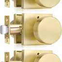 Haidms Gold Door Knobs Interior Privacy, Heavy Duty Square Brushed Gold Interior Door Knobs for Bedroom Bathroom, Brushed Brass Door Knobs (3 Pack)