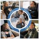 Travel Neck Pillow for Airplane Sleeping 360 Head Support Prevents Bobbing, 100% Memory Foam Ergonomic Neck Cushion with No-Case-Needed Carry Strap for Long Flights & Car Washable Cover (Black)