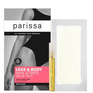 Parissa Legs & Body Wax Strips Kit Value Pack for Body Hair Removal | Ready-to-Use Large Wax Strips for At-Home Hair Removal | Includes Post-Wax Ultra Soothe Oil | 48 Strips (24 x 2)