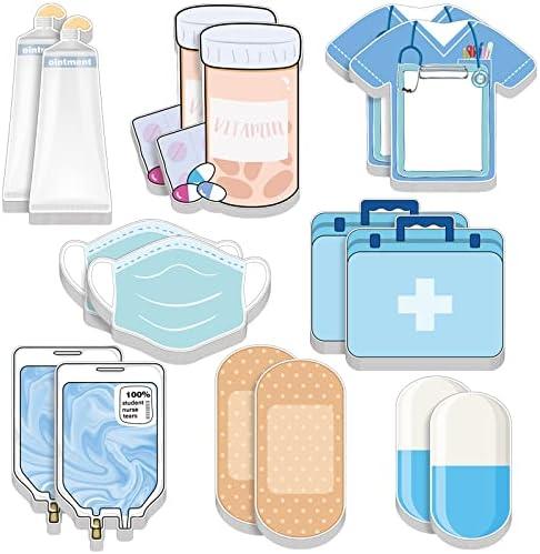 13 Pack Mini Funny Nurse Sticky Notes Nursing Student Essentials School Gifts Stationary Sticky Notes Booklet Self Stick Pads for Hospital School Supplies