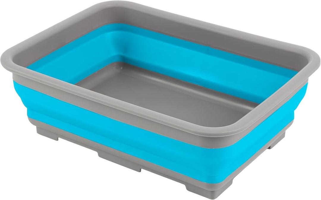 Collapsible Bucket - 7.27-Liter Multipurpose Wash Bin for Camping, Beach Trips, Tailgating Parties, and Cleaning Supplies by Wakeman (Blue) (1-Pack)
