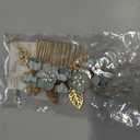 Bride Wedding Hair Comb Pearl Flower Hair Piece Rhinestone Bridal Hair Accessories for Women (Gray Blue)
