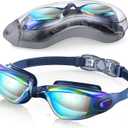 Aegend Swim Goggles, Swimming Goggles No Leaking Full Protection Adult Men Women Youth (Aqua With Blue Strap)