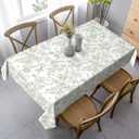 Sage Green Floral Tablecloth Rectangle 60x84 Inch Light Green Chinoiserie Flower Table Cloth Polyester Fabric Vintage Spring Summer Flowers Farmhouse Table Cover for Home Party Picnic Outdoor Decor