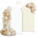 Babenest 6.6FT Arch Backdrop Cover (One Piece Double Color), Beige and White Spandex Fitted Backdrop for Photography, Round Top Chiara for Party Ceremony Birthday Baby Shower Decoration