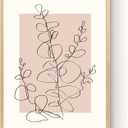 InSimSea Framed Canvas Wall Art Prints, Wall Art for Living Room Bedroom, Beige Abstract Plants Botanical Floral Line Painting Decor, Classic Retro Farmhouse Wall Shelf Decor, 12x16inch