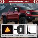 Tow Mirrors Compatible with 2007-2021 Toyota Tundra & 2008-2017 Sequoia, Blind Spot Monitoring, Sequential Switchback Turn Signal, Backup Arrow Light, Power Heated, Dual Glass, Chrome, Large