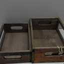 TIMRIS Set of 2 Rustic Wooden Countertop Baskets, Farmhouse Distressed Nesting Boxes, Small Decorative Wooden Storage Crates, Reclaimed Wood Organizer Baskets with Wire Mesh (Random)